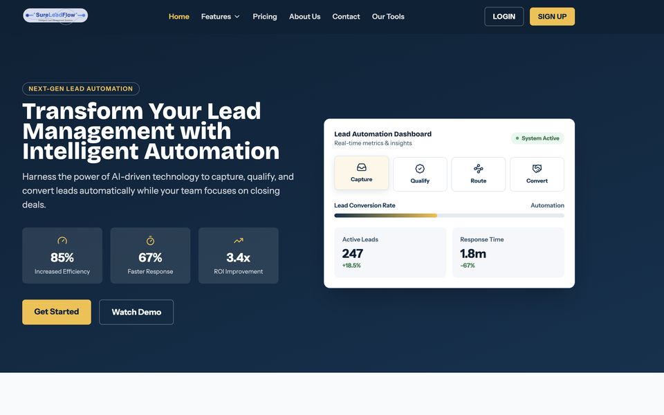 SureLeadFlow app screen
